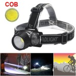 LED flashlight, led type COB, white light, black and silver color, waterproof